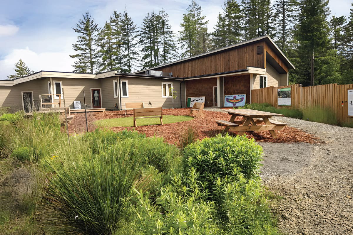 the MARS visitor center with gardens in the foreground