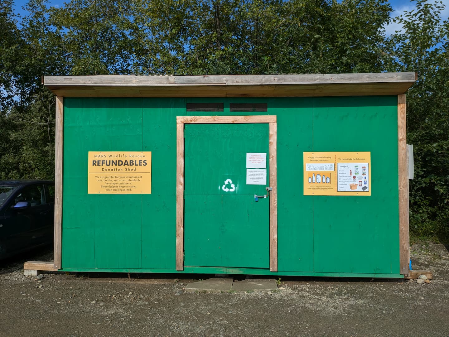 the recycling shed on the MARS site